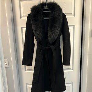 Charcoal Ellen Tracy Coat with Fox Fur Collar